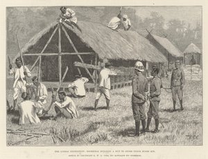 Lushai Expedition, Goorkhas Yedek Kitlerini saklamak için bir Kulübe inşa ediyor by William Barnes Wollen