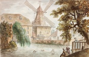 River Scene (kağıt üzerine kalem ve sulu boya) by William Beilby