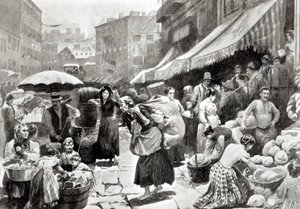 New York'ta Mulberry Bend İtalyan Kolonisi, 'Harper's Weekly' dergisinde illüstrasyon by William Bengough