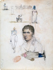 Sanatçı William Berryman tarafından portre, şekil çalışmaları, arabalar dahil sekiz küçük çizim. by William Berryman