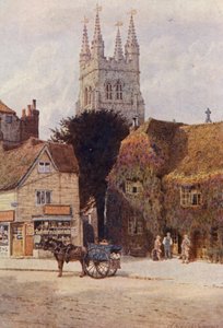Church and Woolpack Hotel, Tenterden (renkli taşbaskı)