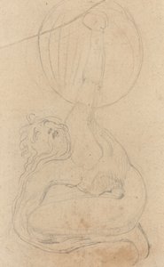Kalkanı Tutan Çömelmiş Bir Figür [verso] by William Blake