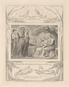 Eyüp Kitabı, Levha 19, Herkes Ona Bir Parça Para da Verdi by William Blake