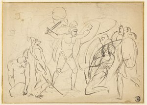 Klasik Dövüş (rekto); Erkek Çıplak Kroki (verso) by William Blake