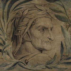 Dante Alighieri, c.1800-03 (tuval üzerine tempera ile kalem ve mürekkep) by William Blake