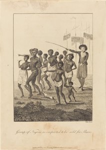 Köleler için satılmak üzere ithal edilen bir grup siyah insan, 1793. by William Blake