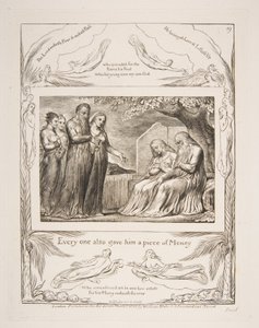 Eyüp Kitabı, 1825-26 çizimlerinden Hayırseverliği kabul eden iş. by William Blake