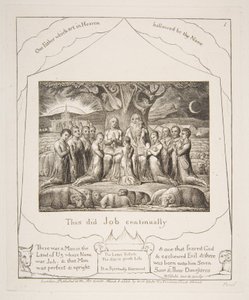 Eyüp ve Ailesi, 1825-26 Eyüp Kitabının Resimlerinden. by William Blake