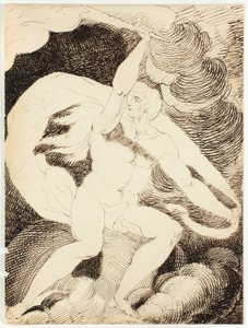 Alevli Meşaleli Bir Adamın Çıplak Figürü by William Blake