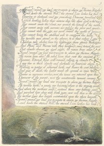 'Ses! Ses! gürültülü savaş trompetlerim...', 'Amerika: Bir Kehanet'ten 11. plaka by William Blake