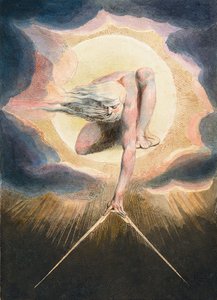 Zamanların Kadimliği - Urizen maddi dünyayı ölçüyor - Urizen maddi dünyayı ölçüyor. “” Europe kitabının ön yüzünün illüstrasyonu. Peygamberlik için.” William Blake