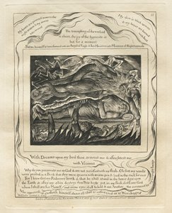 Eyüp Kitabı: Pl. 11, Yatağımda rüyalarla beni korkutur ve korkutursun / Vizyonlarla by William Blake