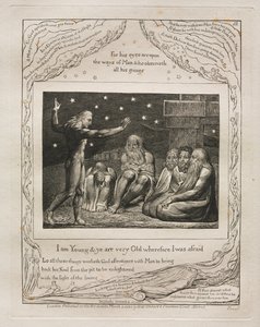 Eyüp Kitabı: Pl. 12, ben gencim ve sen çok yaşlısın bu yüzden korktum by William Blake