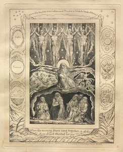 Eyüp Kitabı: Pl. 14, Sabah Yıldızları birlikte şarkı söylediğinde ve Tanrı'nın tüm / Oğulları sevinçle bağırdığında by William Blake