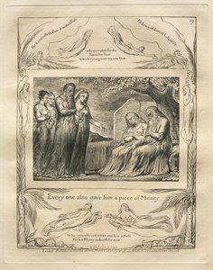 Eyüp Kitabı: Pl. 19, Herkes ona bir parça Para da verdi by William Blake