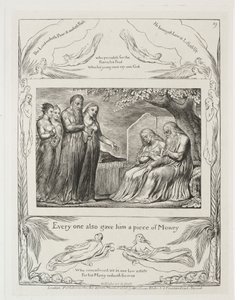 Eyüp Kitabı: Pl. 19, Herkes ona bir parça para da verdi. by William Blake