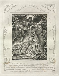 Eyüp Kitabı: Pl. 3, Oğulların ve Kızların Şarap yiyip içiyorlardı..., 1825. by William Blake