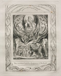 Eyüp Kitabı: Pl. 5, Sonra Şeytan Rabbin huzurundan çıktı by William Blake