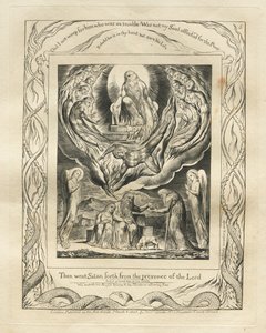 Eyüp Kitabı: Pl. 5, Sonra Şeytan Rabbin huzurundan çıktı, 1825. by William Blake