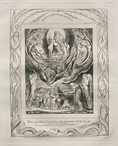 Eyüp Kitabı: Pl. 5, Sonra Şeytan Rabbin huzurundan çıktı, 1825. by William Blake