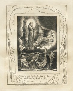 Eyüp Kitabı: Pl. 9, Sonra bir Ruh yüzümün önünden geçti, etimin kılları ayağa kalktı, 1825. by William Blake