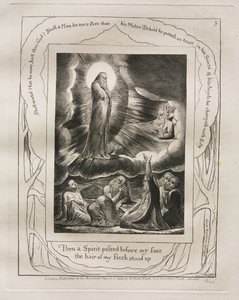 Eyüp Kitabı: Pl. 9, Sonra bir Ruh yüzümün önünden geçti, etimin kılları ayağa kalktı, 1825. by William Blake
