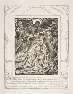 Jobs Oğullarının Yıkımı, 1825-26 tarihli Eyüp Kitabının Resimlerinden. by William Blake