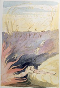Cennet ve Cehennemin Evliliği; başlık sayfası, 1790-93 (wc ile renklendirilmiş kabartma gravür) by William Blake