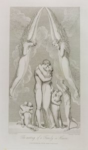 Cennette Bir Ailenin Buluşması, pl.4, Luigi Schiavonetti (1765-1810), 1808 tarafından oyulmuş William Blake