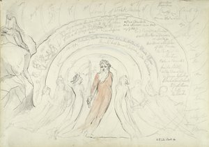 The Shades of Homer and other Poets of Antiquity, illustration to the Divine Comedy by Dante Alighieri, 1824-27 (pen & ink with wc over pencil and chalk on paper) by William Blake