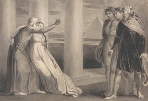 Tiriel Ölmekte Olan Myratana'yı Destekliyor ve Oğullarını Lanetliyor by William Blake