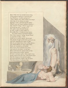 Young'ın Gece Düşünceleri, Sayfa 7, "Huzursuz demir dili olan Ölümün bedeline kadar" by William Blake