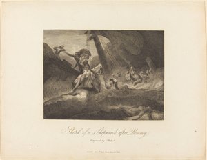 Bir gemi enkazının taslağı by William Blake after George Romney