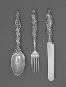 Çocuk Sofra Takımı Seti (Bıçak, Çatal ve Kaşık), c. 1865-1874 (gümüş) by William Bogert