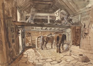 Çekici Atların Beslendiği Bir Ahırın İçi by William Burgess