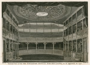 1792'de göründüğü gibi eski Kraliyet Tiyatrosu, Drury Lane, Londra'nın iç görünümü