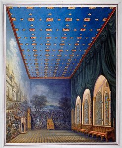 Boyalı Odanın yeniden dekore edilmesi için önerilen şema, Westminster Eski Sarayı, Londra, c1817.