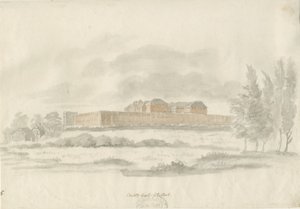 Stafford - Shire Hall: mimarın mürekkep çizimi (renkli), nd [c 1798] (çizim)