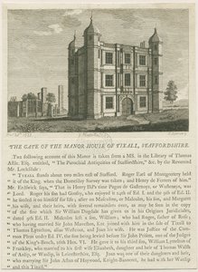Tixall Hall - Gatehouse: gravür, nd [c 1813] (baskı)