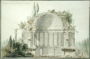 Galler Prensi (1738-1820) 1752 (kağıt üzerine kalem, mürekkep ve suluboya) için Harap Bir Mozole için Tasarım