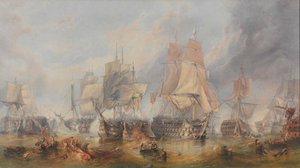 Trafalgar Savaşı, 21 Ekim 1805 (tuval üzerine yağlı boya) by William Clarkson (manner of) Stanfield