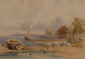 Forth üzerinde Crammond yakınlarındaki Barnbougle Kalesi by Clarkson Frederick Stanfield