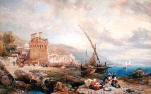 Salerno Körfezi, yaklaşık 1840 (beyaz kağıtta suluboya ve guaj) by Clarkson Frederick Stanfield