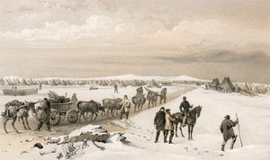 1. Tümen kampı, kuzeye 2. Tümen kampına doğru bakıyor, uzaktaki Inkermann Tepeleri by William Crimea Simpson