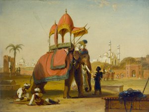 Caparisoned Bir Fil - Delhi yakınlarındaki bir sahne (Doğu Hint Adaları'nda Bir Sahne), 1832