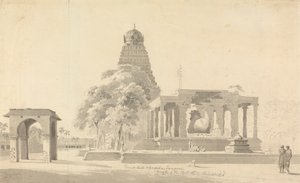 Tanjore'daki Büyük Boğa ve Pagoda by William Daniell