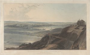 Pendennis Castel, Cornwall'dan Kasabanın ve Falmouth Limanı'nın Bir Kısmının Görünümü by William Daniell