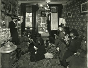 Evangelist Komite, Bayan Williams, 136 W. 99th Street, Miss Broad Teaches, 1916 by William Davis Hassler