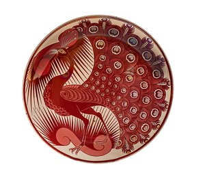 Kırmızı Lustre Tavuskuşu Tabağı by William de Morgan