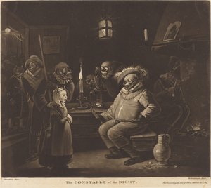 Gecenin Polis Memuru by William Dickinson after Egbert van Heemskerck